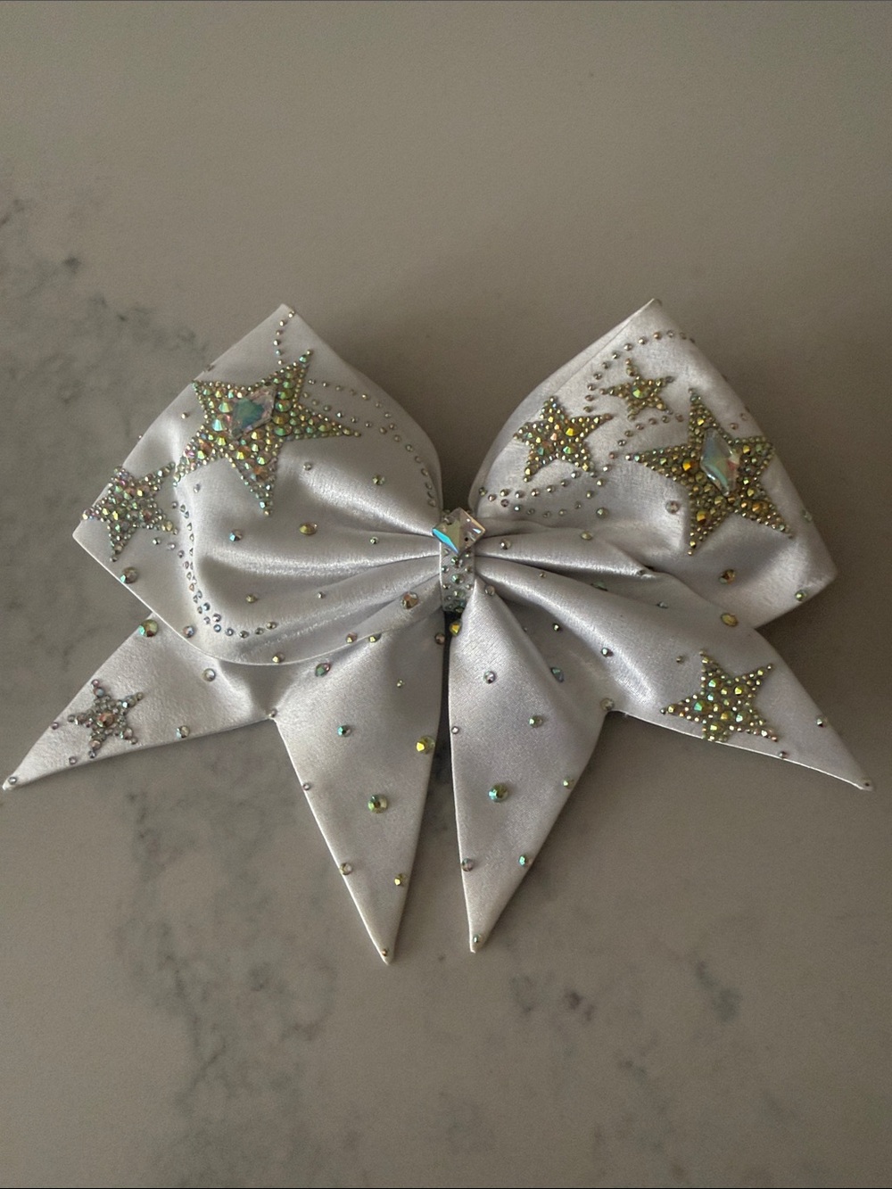 Sparkle Star White Satin Hair Bow by Bows of London